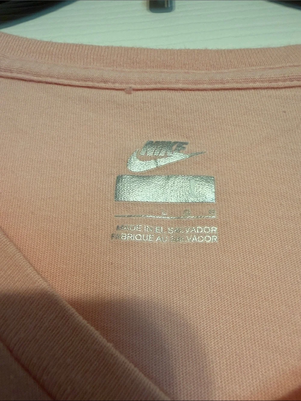 Nike Pink V-Neck Tee with Dark Purple/Black Swoosh Logo